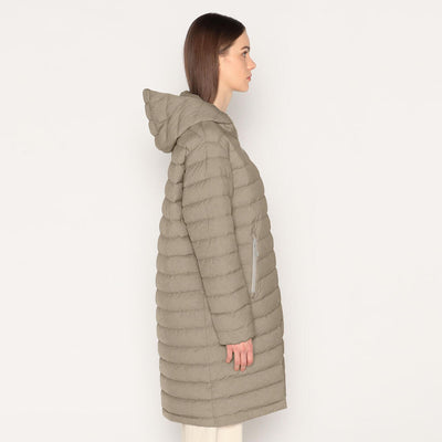 WOMEN'S STRETCH NYLON MIDDLE DOWN HOODED COAT