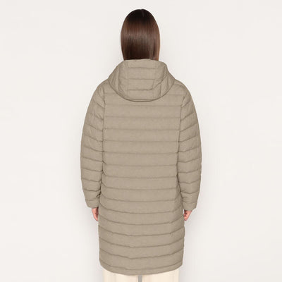 WOMEN'S STRETCH NYLON MIDDLE DOWN HOODED COAT