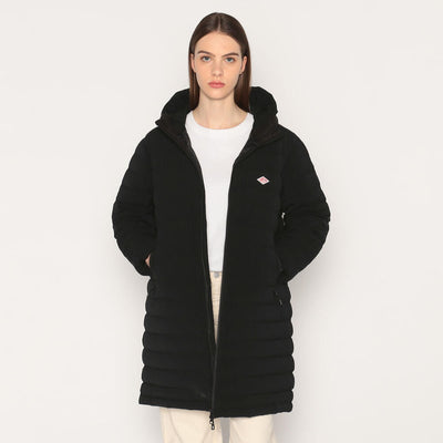 WOMEN'S STRETCH NYLON MIDDLE DOWN HOODED COAT