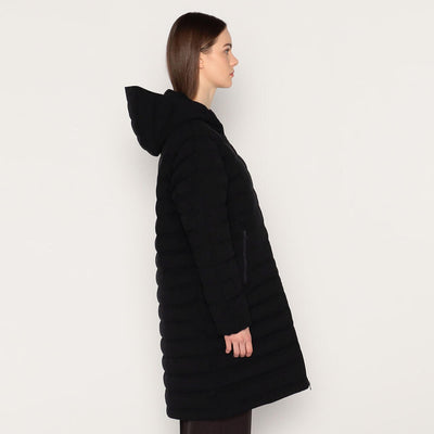 WOMEN'S WOOL LIKE POLYESTER MIDDLE DOWN HOODED COAT