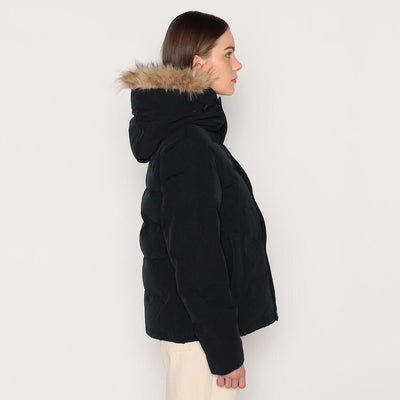 WOMEN'S FAUX FUR HOODED DOWN JACKET