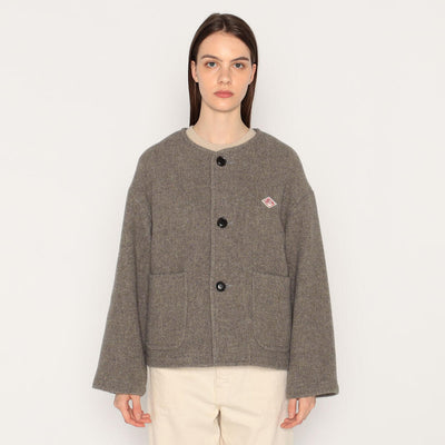 WOMEN'S WOOL LIGHT PILE COLLARLESS JACKET