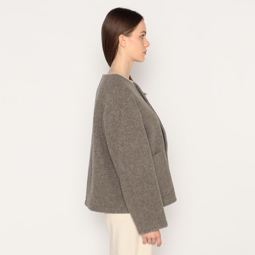 WOMEN'S WOOL LIGHT PILE COLLARLESS JACKET