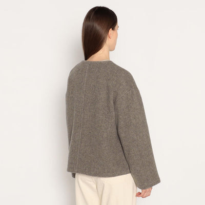 WOMEN'S WOOL LIGHT PILE COLLARLESS JACKET