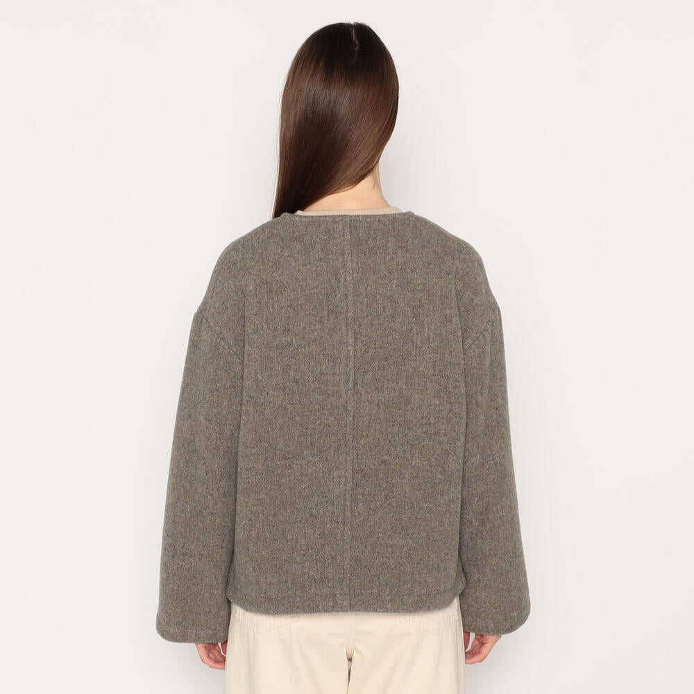 WOMEN'S WOOL LIGHT PILE COLLARLESS JACKET
