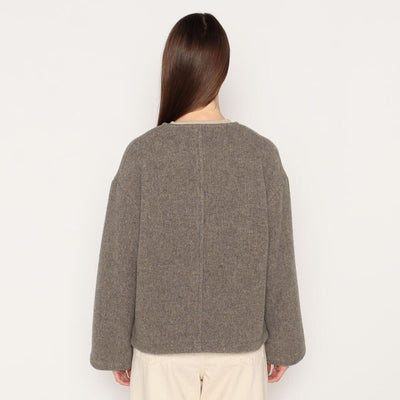 WOMEN'S WOOL LIGHT PILE COLLARLESS JACKET