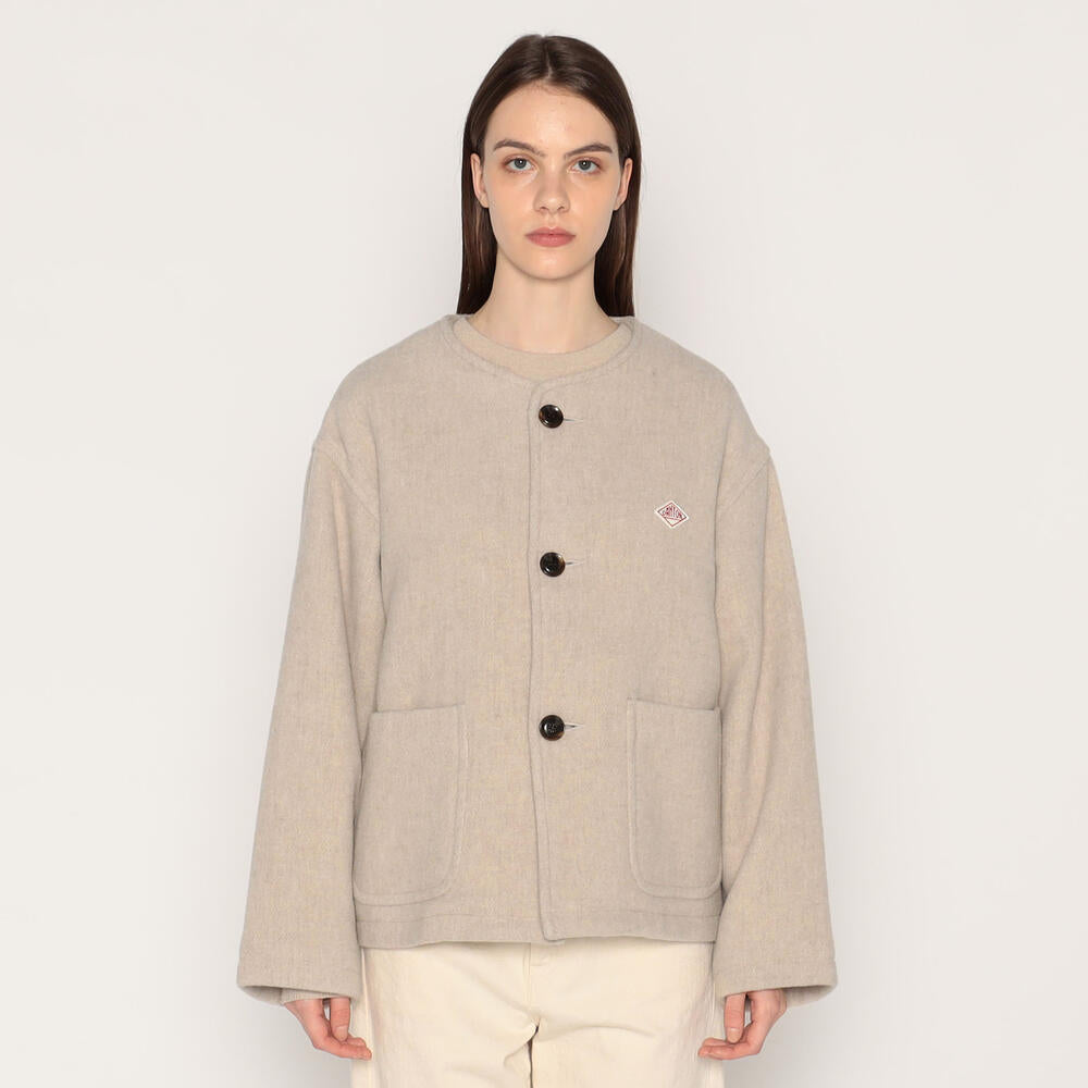WOMEN'S WOOL LIGHT PILE COLLARLESS JACKET