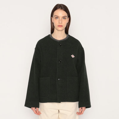 WOMEN'S WOOL LIGHT PILE COLLARLESS JACKET