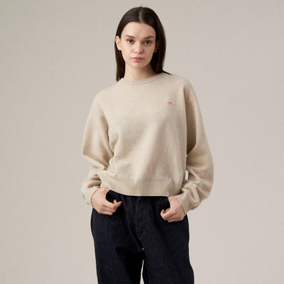 WOMEN'S LAMBSWOOL CREW NECK KNIT PULLOVER