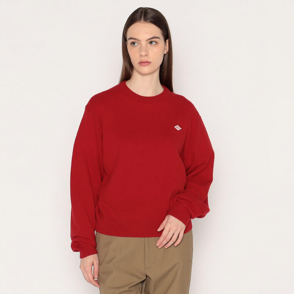 WOMEN'S LAMBSWOOL CREW NECK KNIT PULLOVER