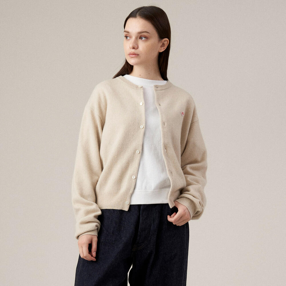 WOMEN'S LAMBS WOOL CREW NECK CARDIGAN
