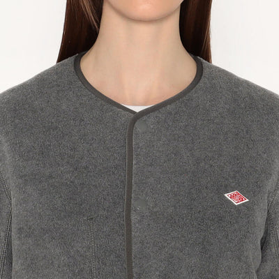 WOMEN'S FLEECE COLLARLESS JACKET
