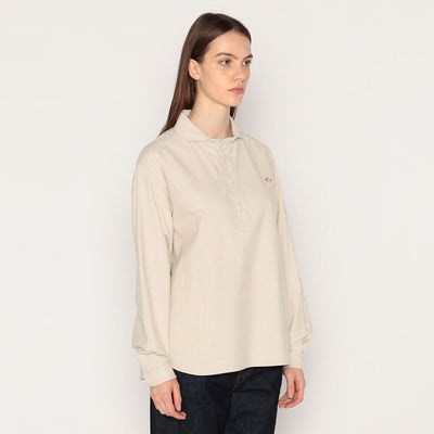WOMEN'S PLAIN OXFORD ROUND COLLAR PULLOVER SHIRT