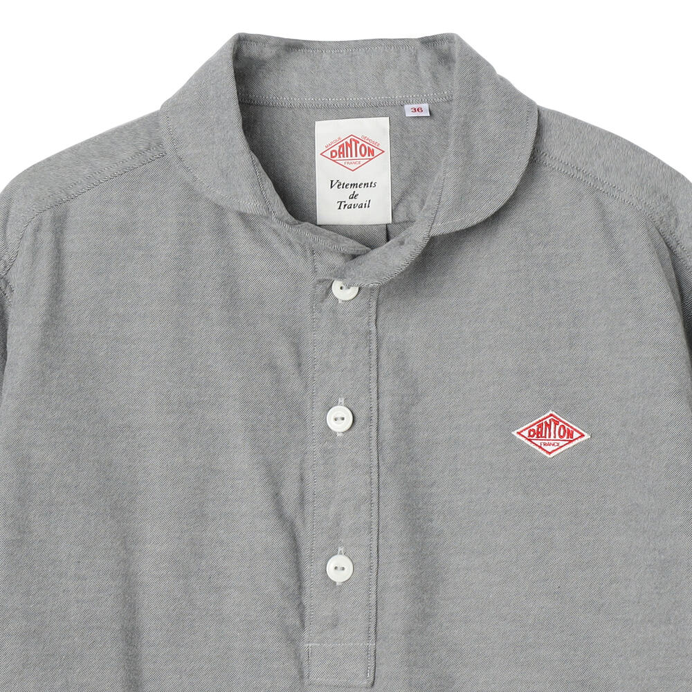 WOMEN'S COTTON FLANNEL ROUND COLLAR PULLOVER SHIRT
