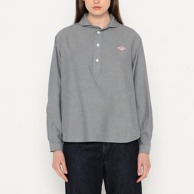 WOMEN'S COTTON FLANNEL ROUND COLLAR PULLOVER SHIRT