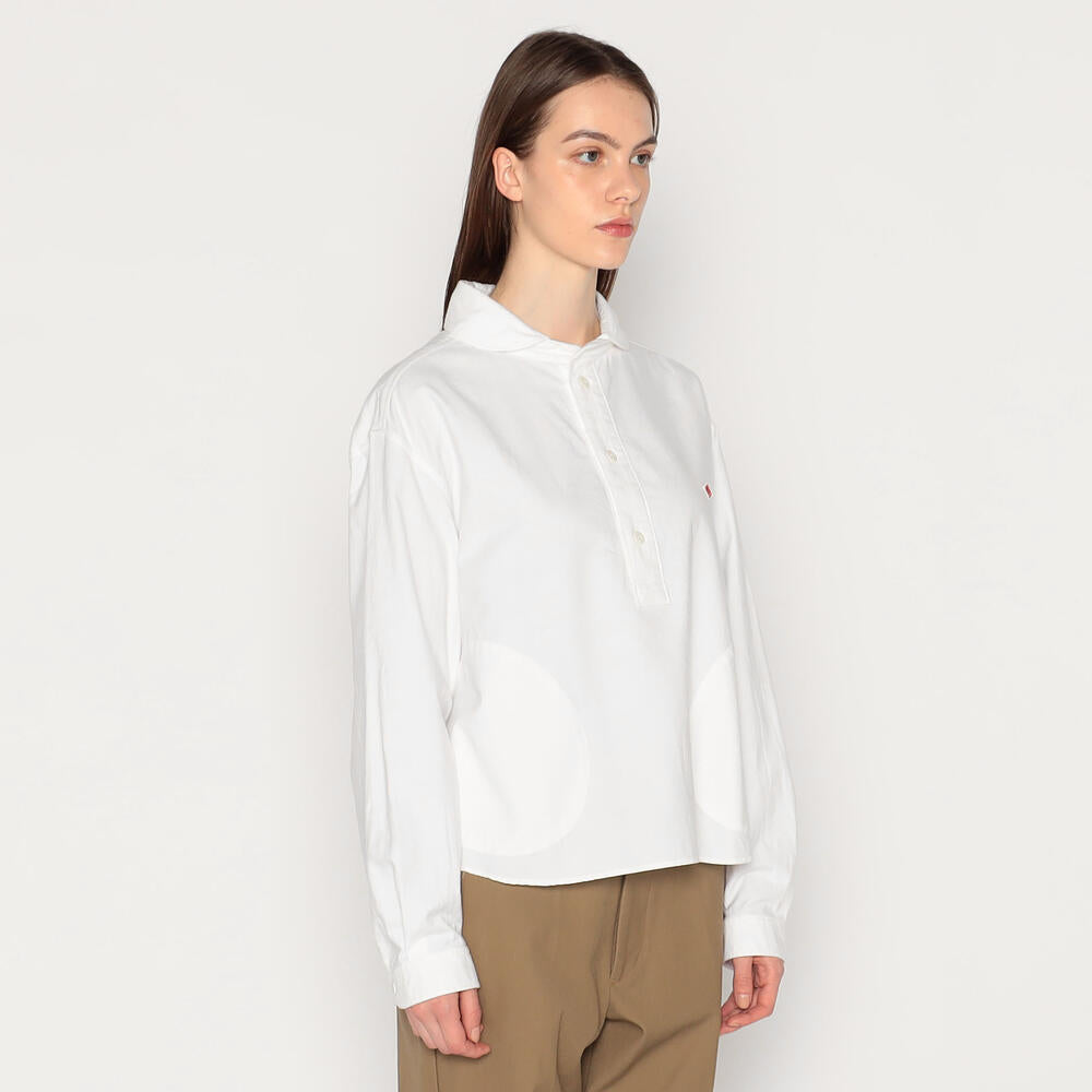 WOMEN'S PLAIN OXFORD ROUND COLLAR PULLOVER WIDE SHIRT