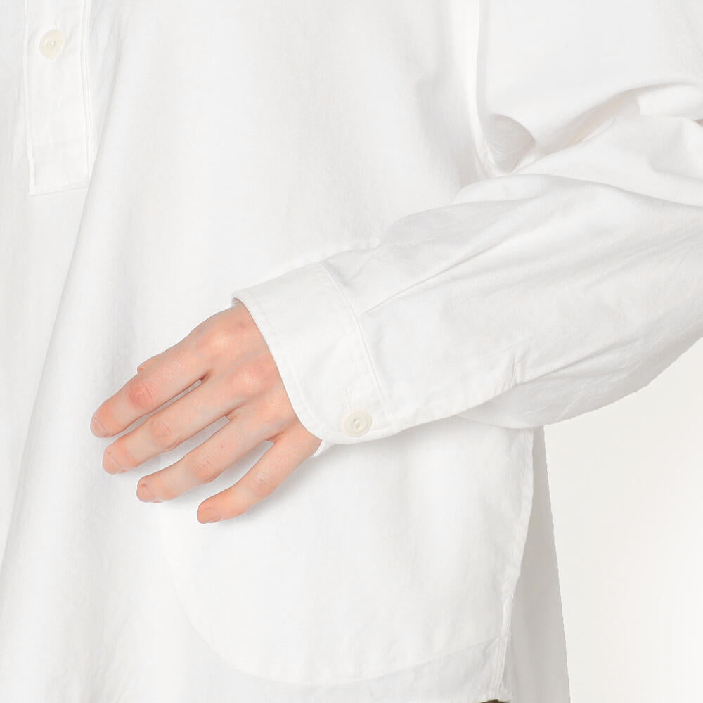 WOMEN'S PLAIN OXFORD ROUND COLLAR PULLOVER WIDE SHIRT