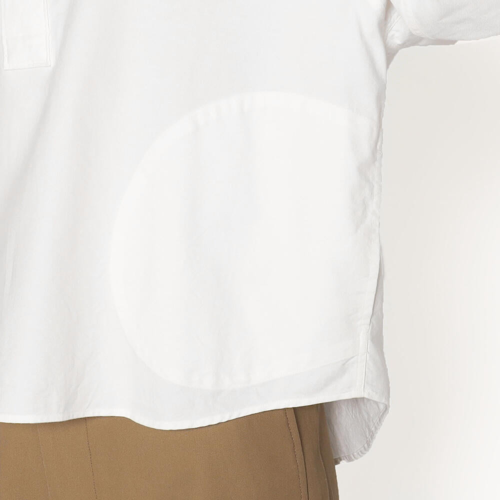 WOMEN'S PLAIN OXFORD ROUND COLLAR PULLOVER WIDE SHIRT