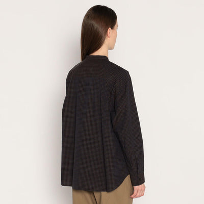 WOMEN'S COTTON BROADCLOTH BAND COLLAR SHIRT