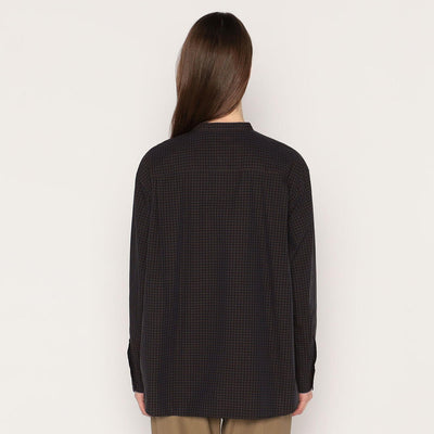 WOMEN'S COTTON BROADCLOTH BAND COLLAR SHIRT