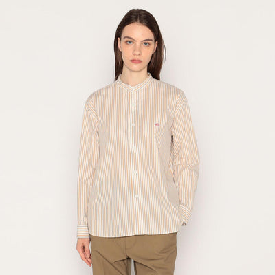 WOMEN'S COTTON BROADCLOTH BAND COLLAR SHIRT
