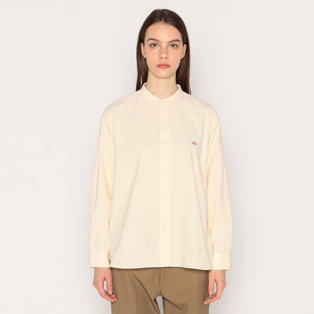 WOMEN'S CORDUROY BAND COLLAR SHIRT