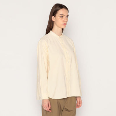 WOMEN'S CORDUROY BAND COLLAR SHIRT