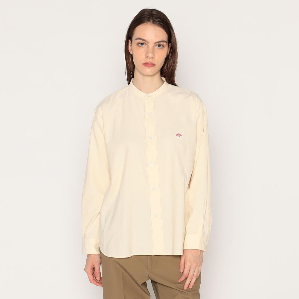 WOMEN'S CORDUROY BAND COLLAR SHIRT