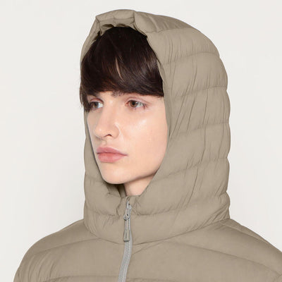 MEN'S STRETCH NYLON MIDDLE DOWN HOODED JACKET