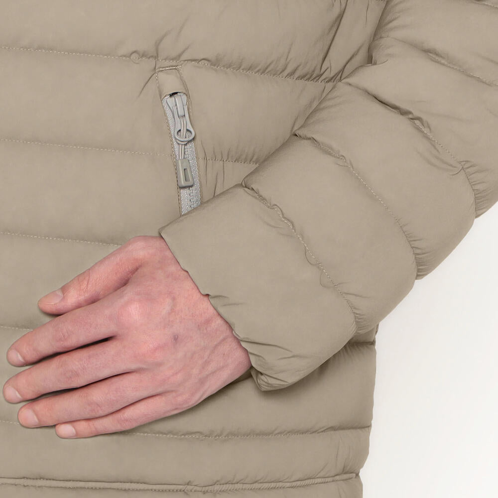 MEN'S STRETCH NYLON MIDDLE DOWN HOODED JACKET