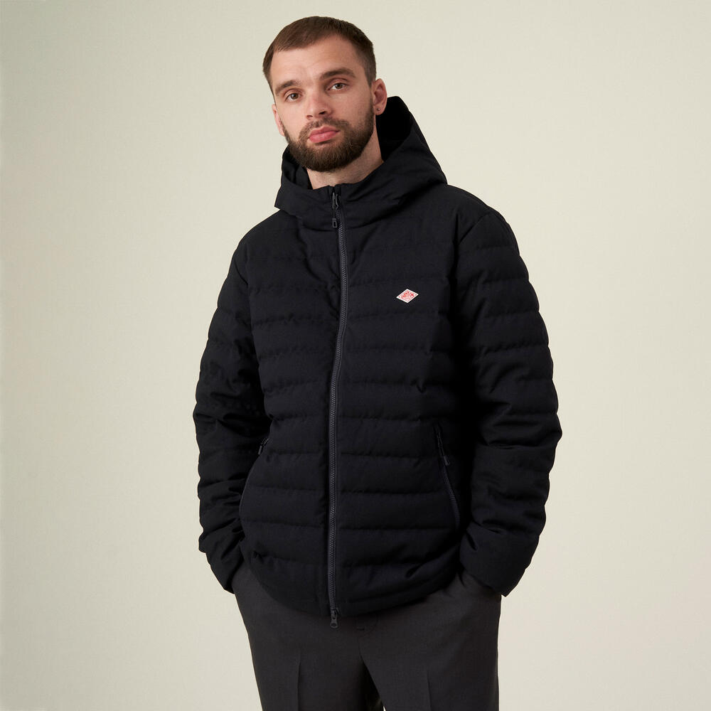 MEN'S WOOL LIKE POLYESTER MIDDLE DOWN HOODED JACKET