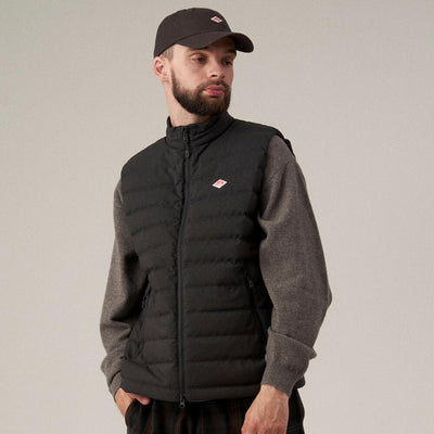 MEN'S WOOL LIKE POLYESTER MIDDLE DOWN STAND COLLAR VEST