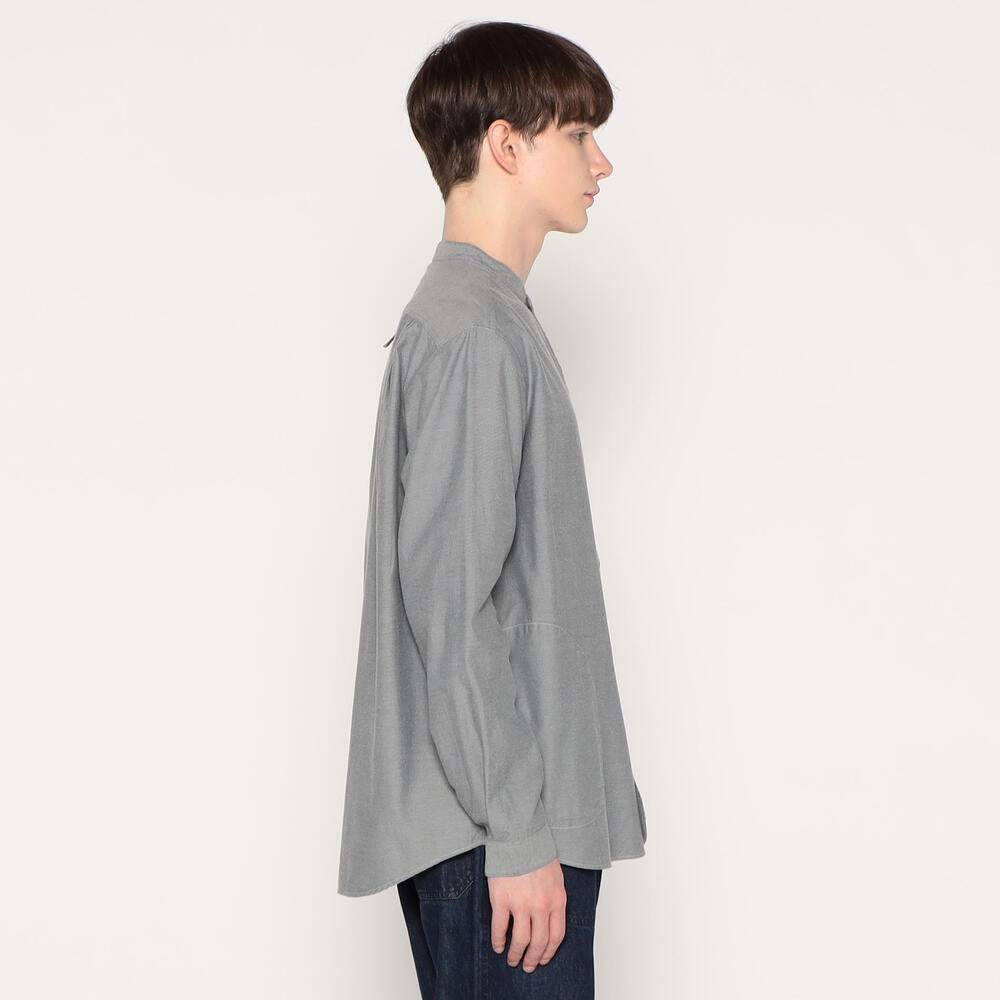 MEN'S COTTON FLANNEL BAND COLLAR SHIRT