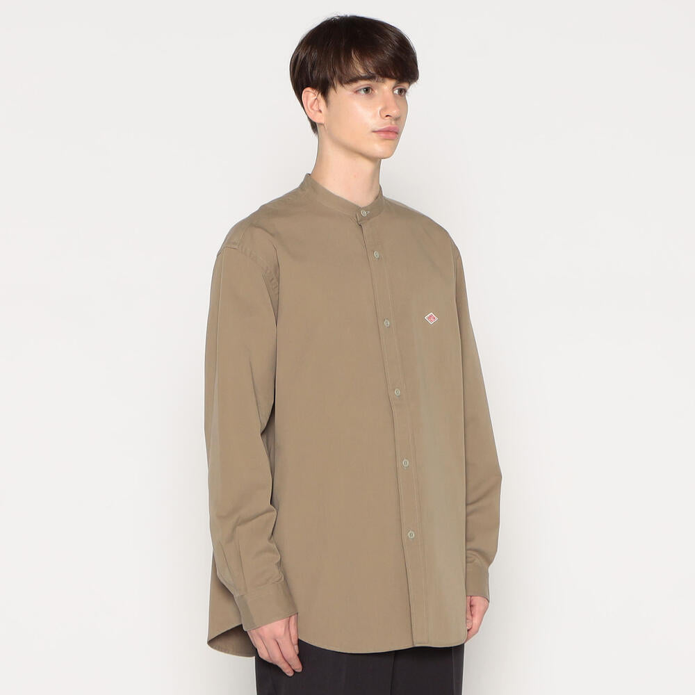 MEN'S COTTON TWILL BAND COLLAR SHIRT