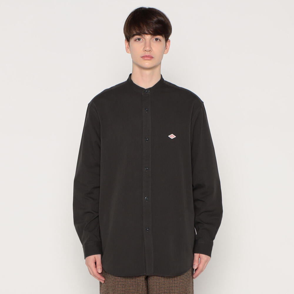 MEN'S COTTON TWILL BAND COLLAR SHIRT