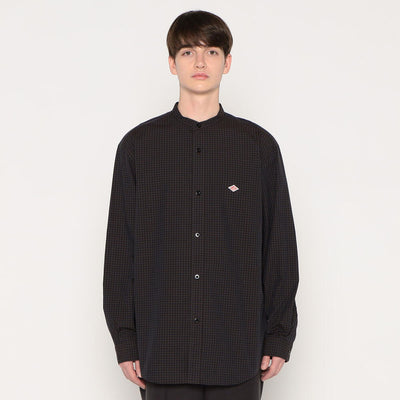 MEN'S COTTON BROADCLOTH BAND COLLAR SHIRT
