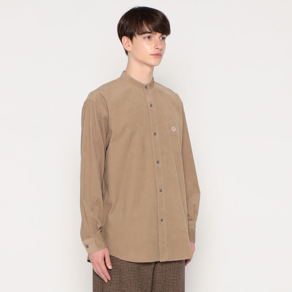 MEN'S CORDUROY BAND COLLAR SHIRT
