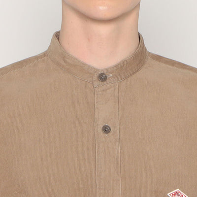 MEN'S CORDUROY BAND COLLAR SHIRT