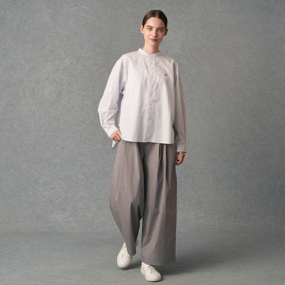 WOMEN'S TYPEWRITER CLOTH DOUBLE PLEATED WIDE PANTS