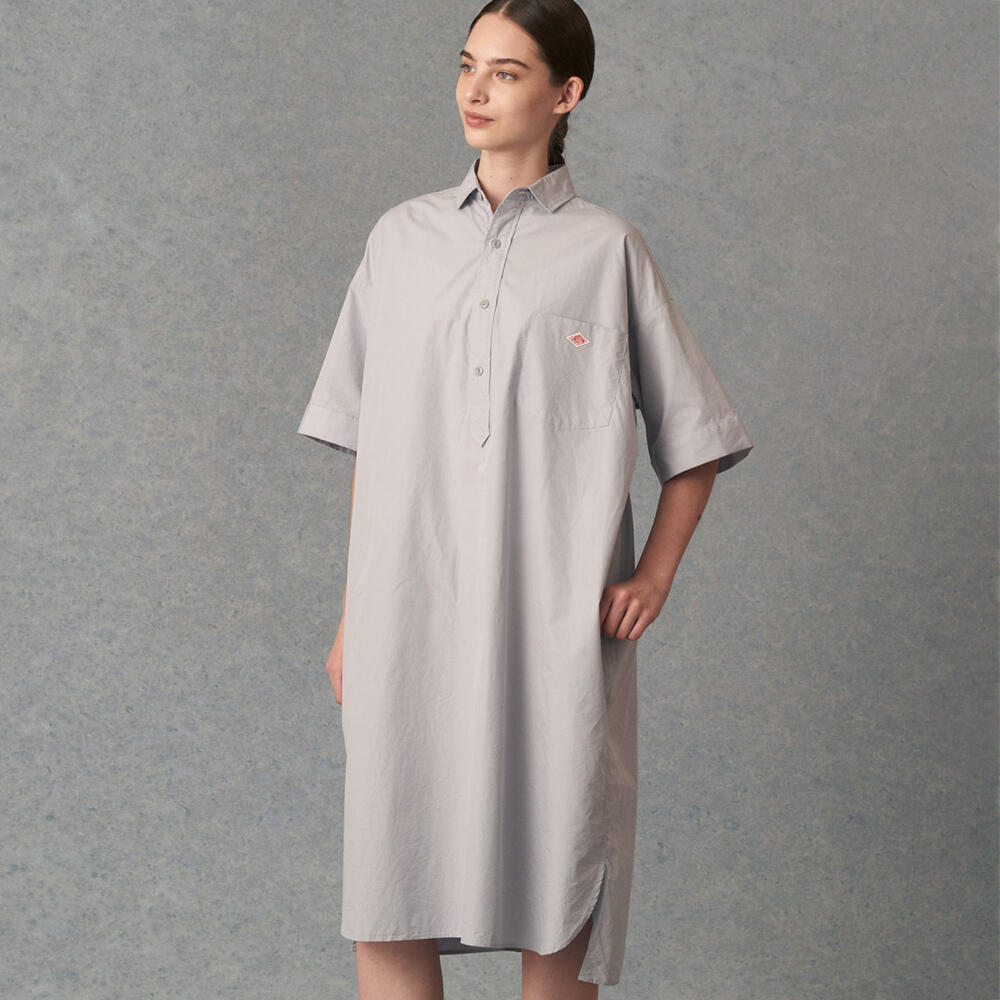 WOMEN'S COTTON POPLIN PULLOVER SHIRT DRESS