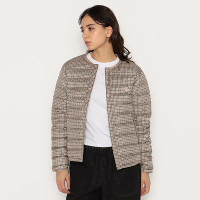 WOMEN'S CREWNECK INNER DOWN JACKET PLAID