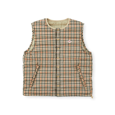 WOMEN'S CREWNECK INNER DOWN VEST PLAID