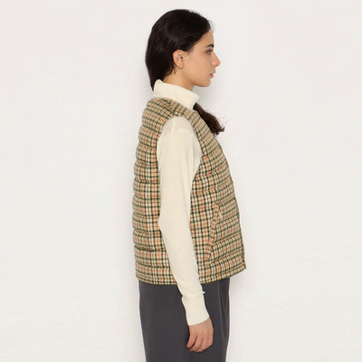 WOMEN'S CREWNECK INNER DOWN VEST PLAID