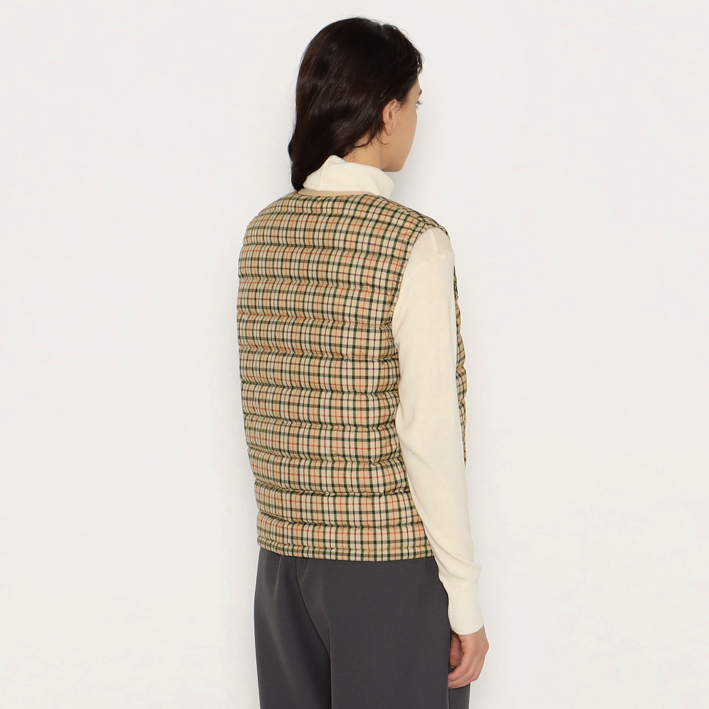 WOMEN'S CREWNECK INNER DOWN VEST PLAID