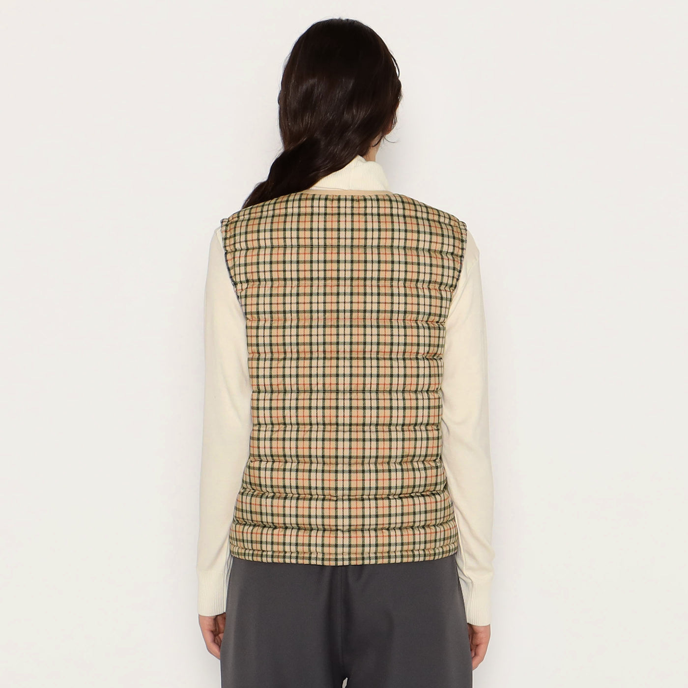 WOMEN'S CREWNECK INNER DOWN VEST PLAID