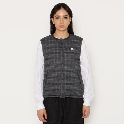 WOMEN'S CREWNECK INNER DOWN VEST PLAID