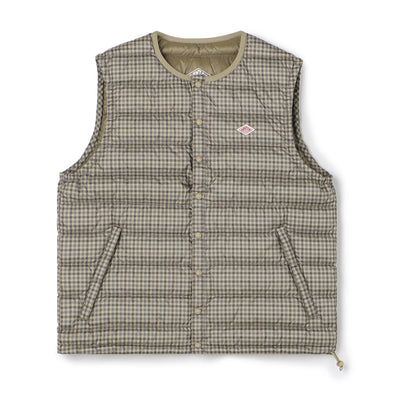 WOMEN'S CREWNECK INNER DOWN VEST PLAID