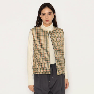 WOMEN'S CREWNECK INNER DOWN VEST PLAID