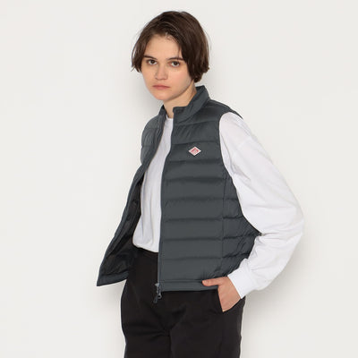 WOMEN'S NYLON TAFFETA MIDDLE DOWN STAND COLLAR VEST