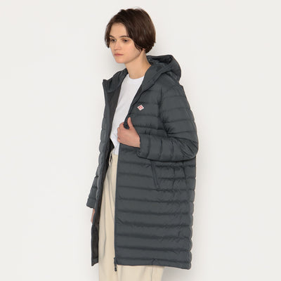 WOMEN'S NYLON TAFFETA MIDDLE DOWN HOODED COAT